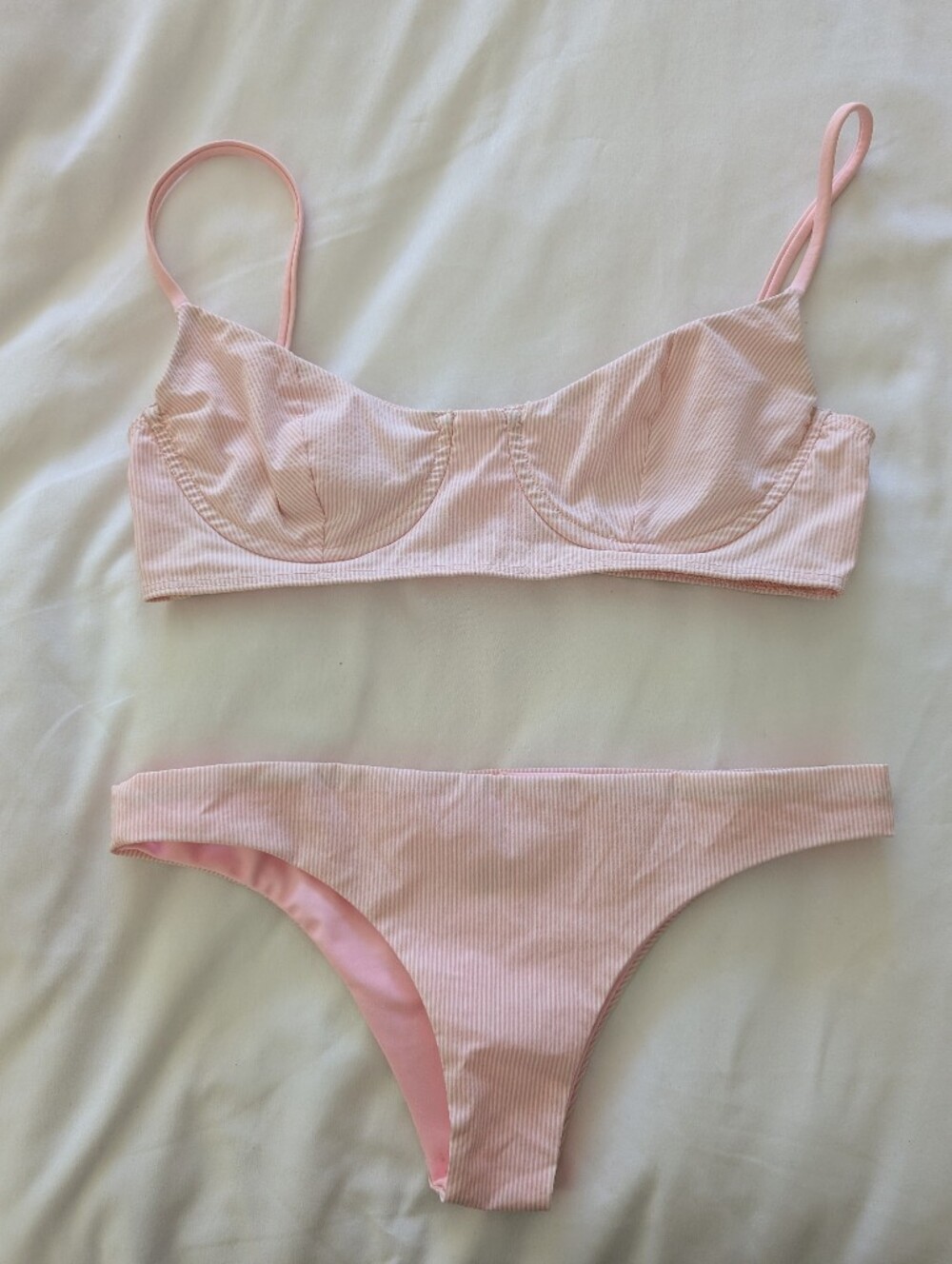 Lolli Swim Picnic Bikini Set Pinky Stripe Underwire Top & Bottom M